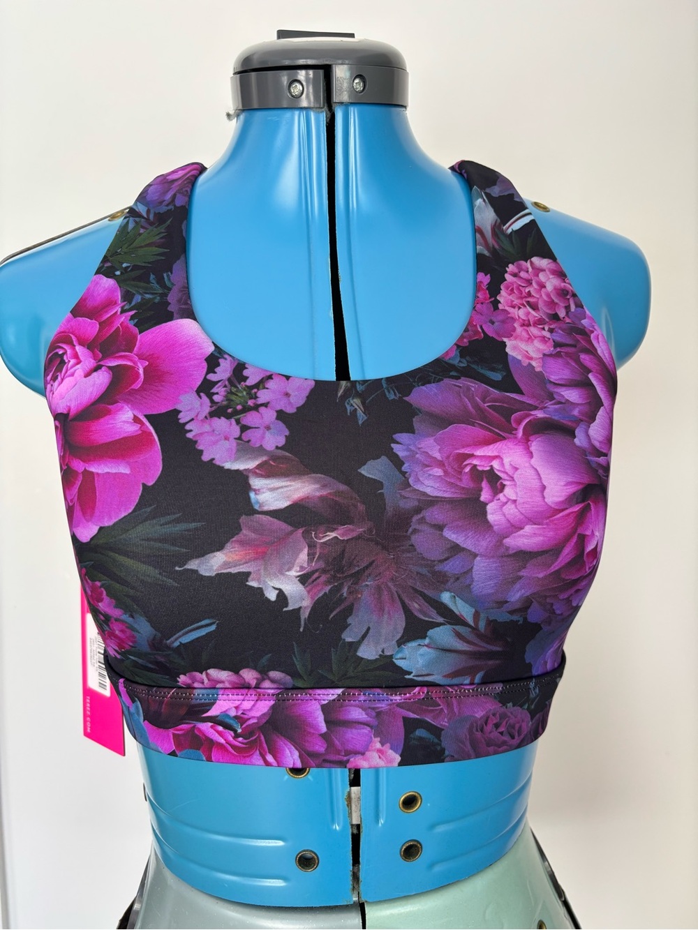 Terez Floral Noir Purple Floral Sports Bra XS NWT